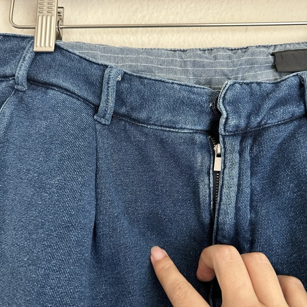AG Adriano Goldschmied Jogger Pants 30 Blue Pleated Knit Denim 1213UFT-IKD-SEV